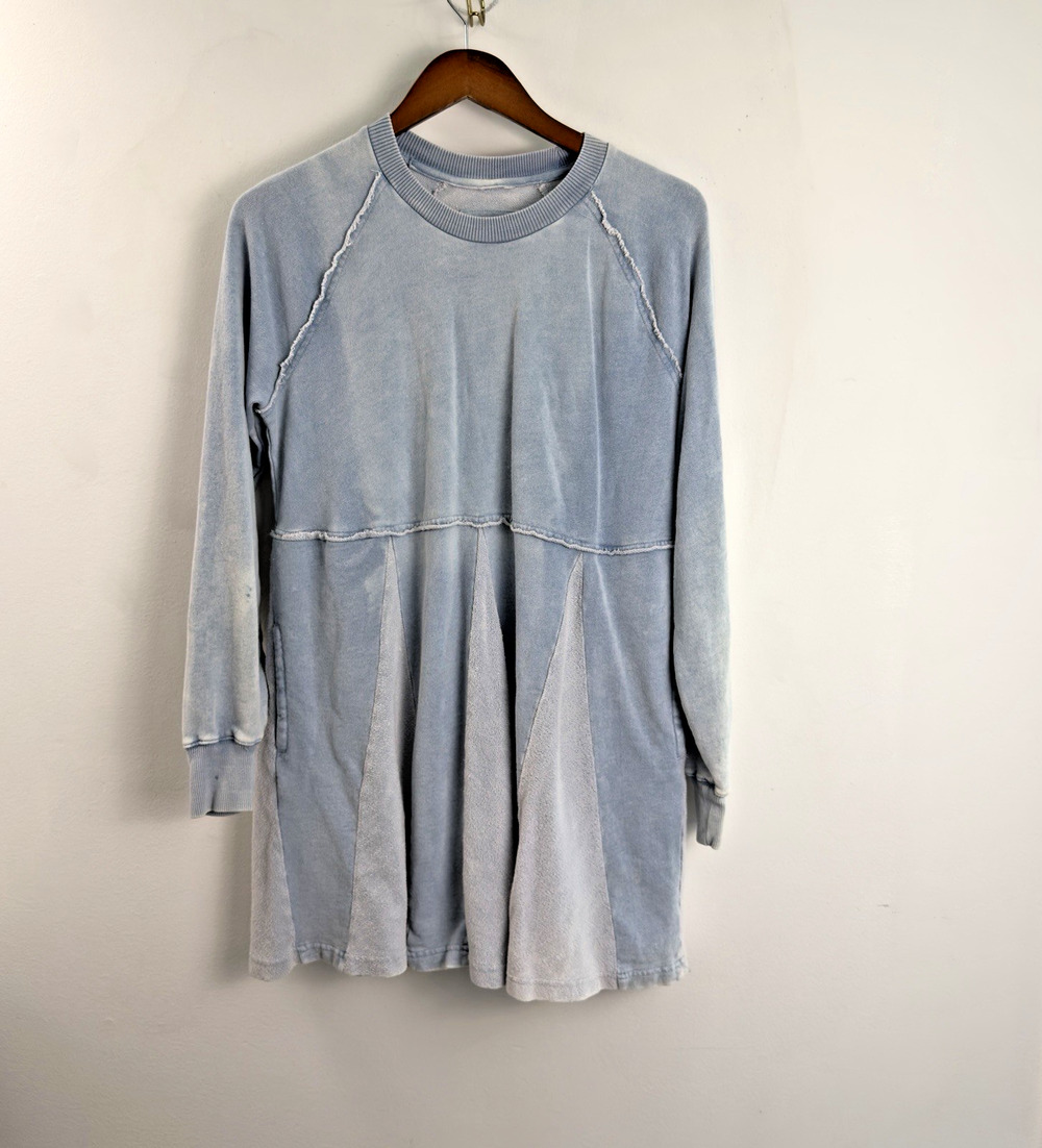 American Eagle Babydoll Sweatshirt Dress Blue Long Sleeve Casual Women's